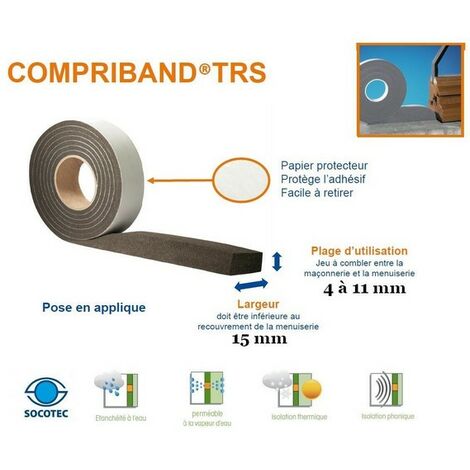 Tramico – Joint de mousse imprégnée 5m60 – Largeur 15mm pour espaces extérieurs – Étanchéité et isolation thermique – Compatible PVC, bois, aluminium - larg15