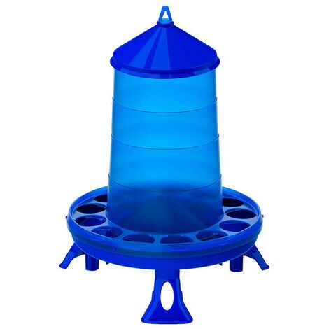 Tramoggia in plastica per polli con gambe 12 Kg, 46x46x50 cm, blu