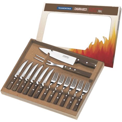 Tramontina Churrasco Barebecue - Set da 14 pezzi con coltelli da bistecca e coltello da cuoco