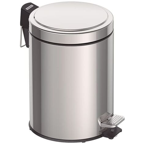Tramontina Pattumiera a pedale da 5 litri, in acciaio inox, con coperchio, secchio interno rimovibile, diametro 20,5 cm x altezza 29 cm, 94538105