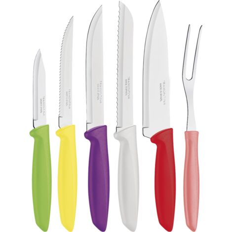 Tramontina - Set of Plenus Messer, Lebensmittel, Edelstahl und Polypropylen Griffe of, Verschiedene Farben, 6 Stk.