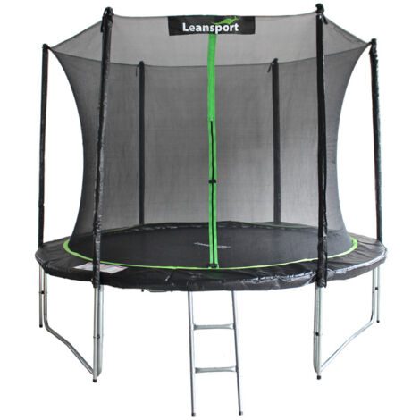 Trampolín - 244 cm - verde negro - red de seguridad - hasta 100 kg