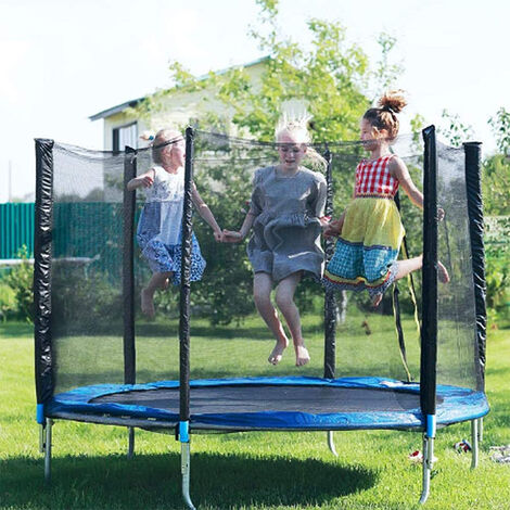 Trampolín Cama elástica de jardín con red de seguridad juego deporte exterior jardín Ø152cm Azul