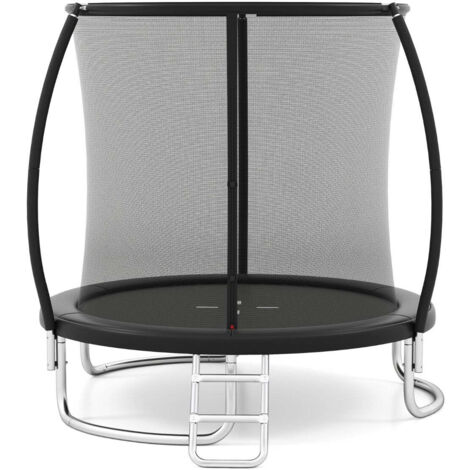 Trampolín de exterior 244 x 240 x 60 cm seguridad mejorada fácil acceso diseño moderno en acero galvanizado negro 200014506