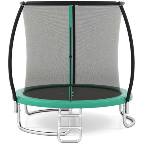 Trampolín de exterior de 244 cm con red de seguridad y escalera robusta diseño estable para saltar con seguridad fabricado en acero galvanizado verde 200014508