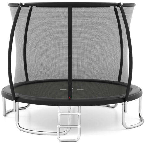 Trampolín de exterior de 305 cm estable y seguro diseño curvo acero galvanizado negro 200014510