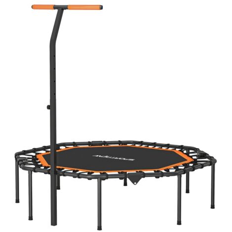 Trampolín de fitness con manillar ajustable, estable y silencioso, trampolín de entrenamiento para interiores de acero, color naranja.