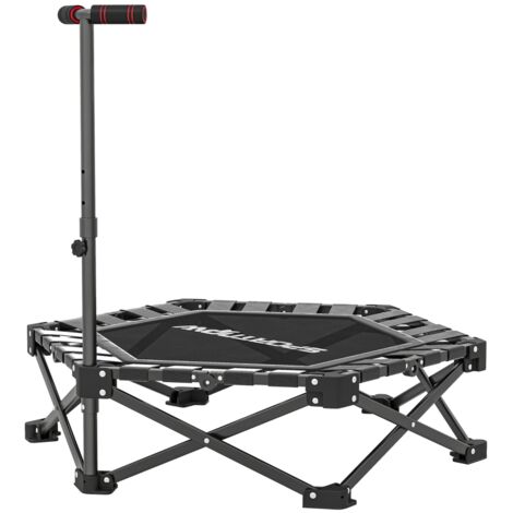 Trampolín de fitness plegable con asa en T ajustable, bolsa de transporte, capacidad de carga hasta 120 kg, acero y plástico, negro