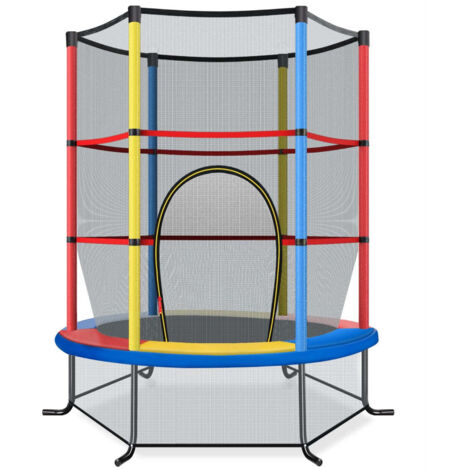 Trampolín de jardín 165 x 165 x 161 cm con red de seguridad de 360° y estructura estable de PVC de color 200014494