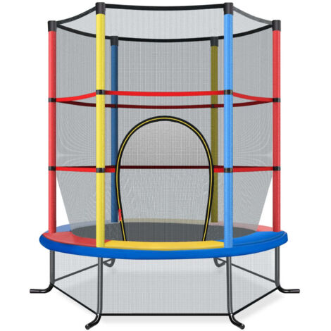 Trampolín de jardín 165 x 165 x 188 cm protección total para niños diseño colorido 200014495
