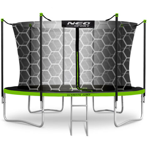 Trampolín de jardín de 404 cm con red interior y escalera Neo-Sport