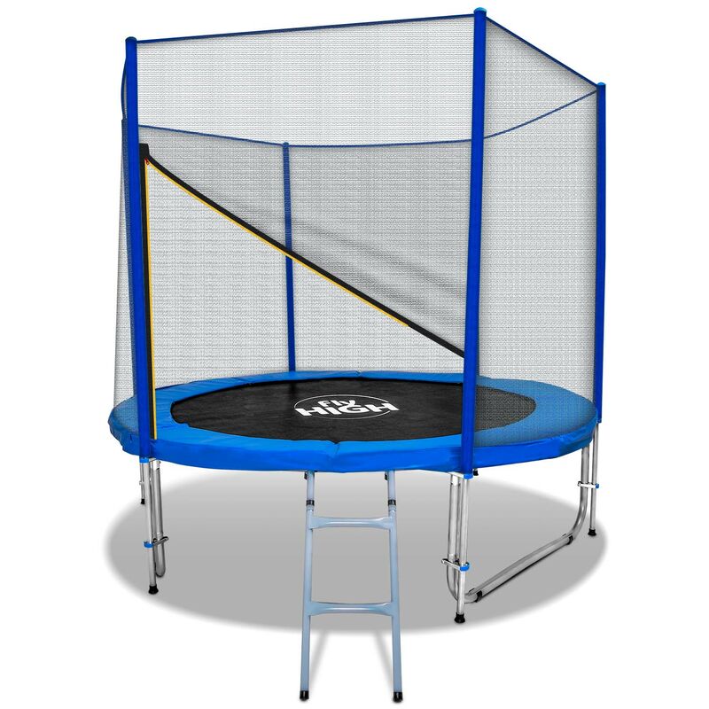 Trampolín elástico de 250cm con red y escalera con certificado de Tuv/Gs.