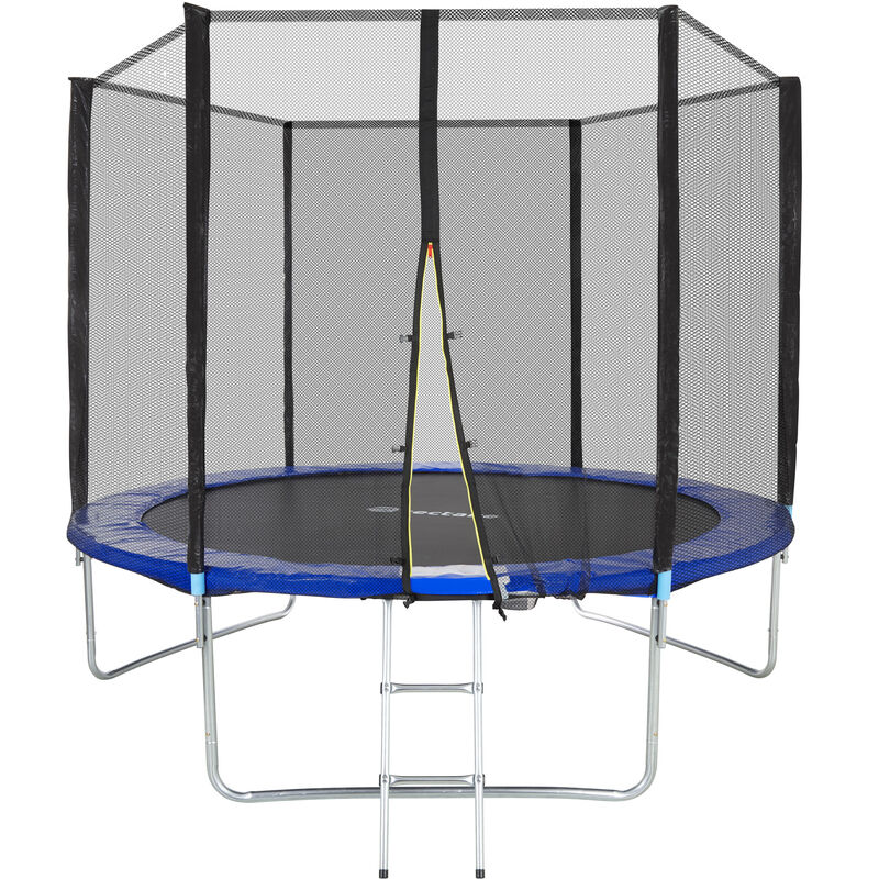 

Tectake - Trampolín Garfunky - cama elástica para niños, trampolín de estructura de acero con escalera, cama elástica con red de protección - 305 cm