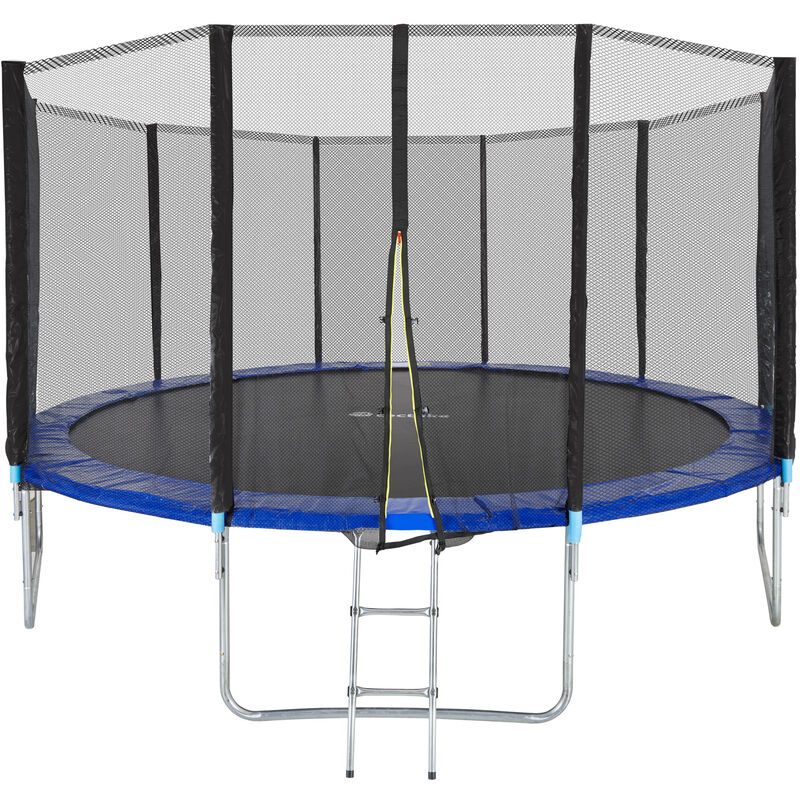 

Tectake - Trampolín Garfunky - cama elástica para niños, trampolín de estructura de acero con escalera, cama elástica con red de protección - 427 cm