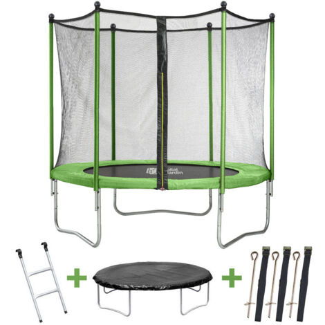 Trampolín "Yoopi 2" - Ø 1,80 m - con red + escalera + cubierta + kit de anclaje