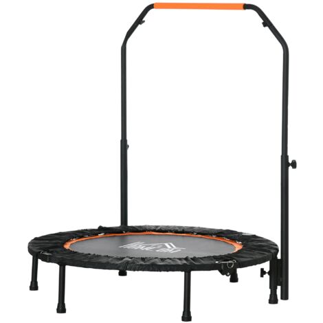 Trampoline 102 cm,mini trampoline pliant avec poignée réglable en hauteur dans quatre directions,rebondeur pour adultes,jusqu’à 100 kg,noir