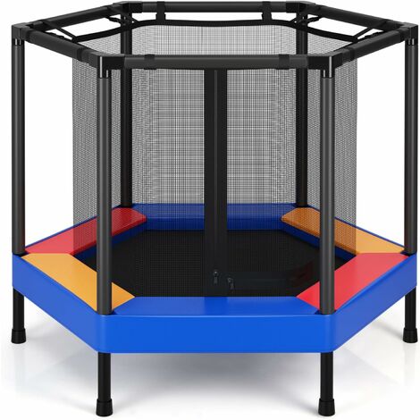 Trampoline 122 cm avec filet de sécurité et mains courantes rembourrées fermeture à glissière