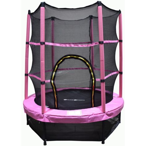 Trampoline - 140 cm - avec filet de sécurité - rose