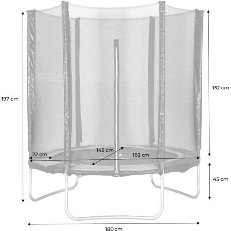 Trampoline Ø180cm - Cassiopée gris avec son filet de protection - Trampoline de jardin 2m