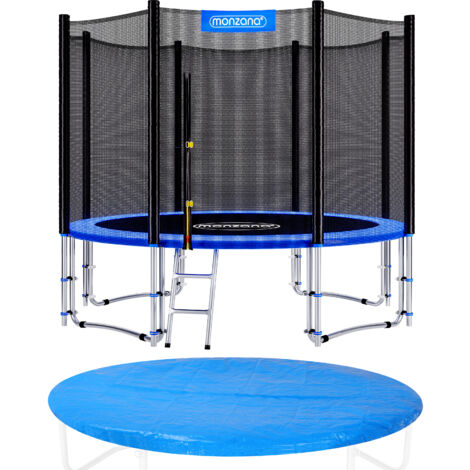 Trampoline Ø 244/305/366/426 cm Set complet Filet de sécurité + Bâche de protection + Echelle + Coussin Jardin Jeux Ø 366cm