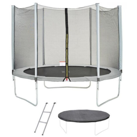 Trampoline Ø 300 cm Gris Maxi Eco - KANGUI - Filet, Echelle, Couverture de Protection
