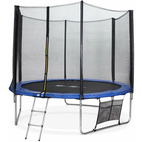 Trampoline Ø305cm - Mars XXL bleu avec filet, échelle, bâche, filet chaussures, kit d'ancrage 305 300 cm