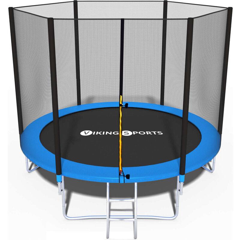 Trampoline 312 cm avec filet de sécurité et échelle - jusqu'à 120 kg - Bleu