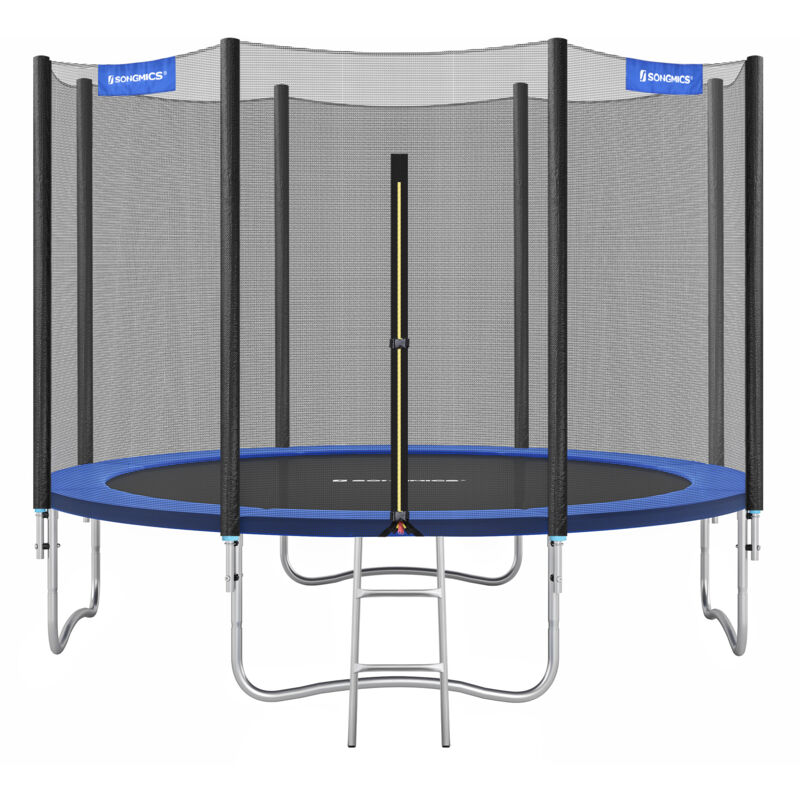 Trampoline ø 366 cm pour Enfants, Filet de Protection, Coussins de Sécurité, Échelle, Poteau Droit de 180 cm de Haut, Cadre en Acier, Certificat tüv