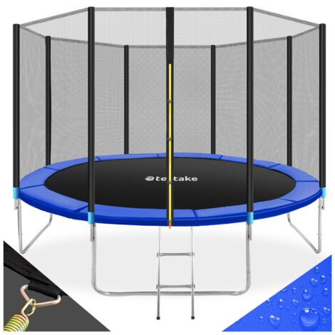 Trampoline 396 cm de diamètre en acier noir et bleu