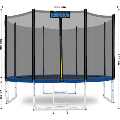 Trampoline Ø 427 cm avec filet de sécurité – Charge maximale 150 kg – Échelle et ancrages au sol inclus – Pour usage extérieur sécurisé – Kiduku