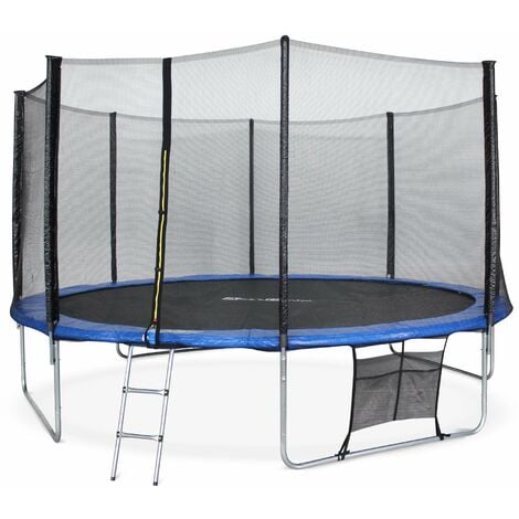 SWEEEK Trampoline 430cm bleu avec filet de protection. échelle. bâche. filet pour chaussures. kit d'ancrage - Vénus XXL- Trampoline de jardin 430 cm 4m Qualité PRONormes EU