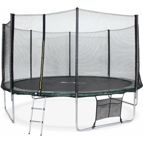 Trampoline Ø430cm - Vénus XXL vert avec filet, échelle, bâche, filet chaussures, kit d'ancrage 430 cm 4m