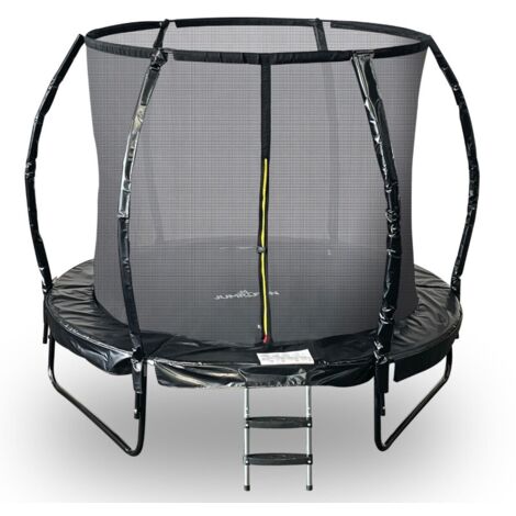 Trampoline 8Ft ø244cm noire avec Echelle, Protection et Filet de sécurité