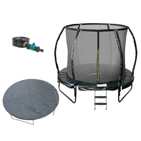 Trampoline 8Ft ø244cm noire - tuyeau arrosage et bâche de protection