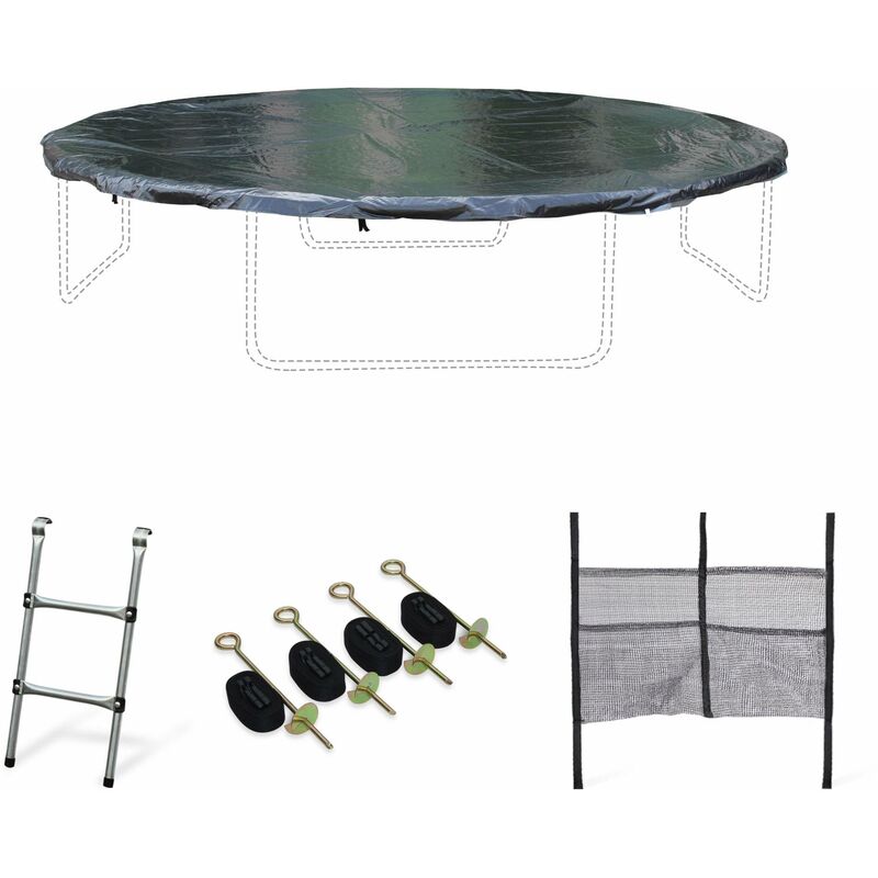 6 Poles Garden Trampoline Complete Set With Jumping Mat Safety Net Enclosure Rain Cover Manufactured for Greenbay Greenbay 10FT