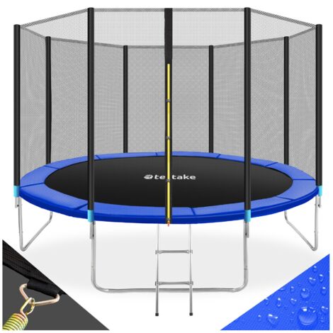 Tectake – Trampoline 366 cm – Charge max 150 kg – Hauteur 80 cm – Filet de sécurité et coussin de protection inclus – Structure robuste en acier