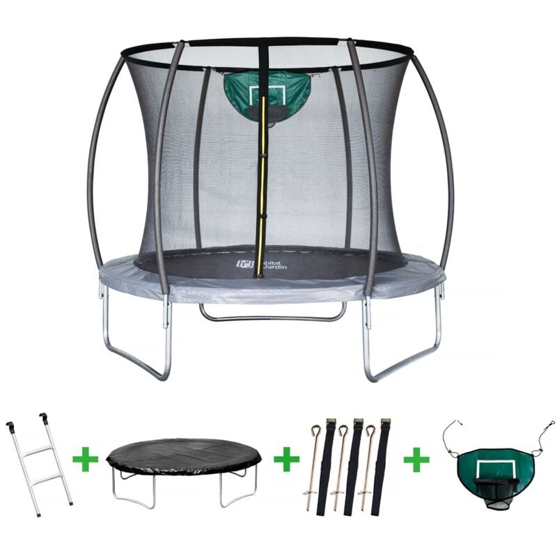 Habitat Et Jardin - Trampoline avec filet intérieur 'jumper' - ø 4,60 m - Gris