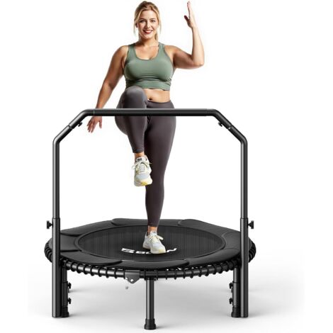 Trampoline BCAN 204/250kg,Élastiques, poignée réglable, stable/silencieux. Usage intérieur/extérieur. Entraînement complet.