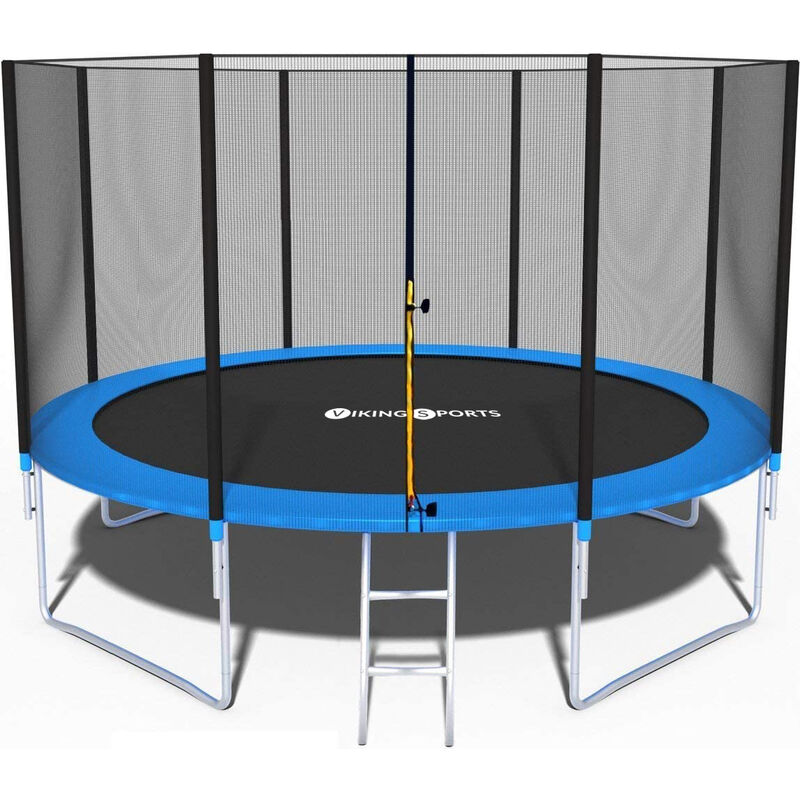 Viking Choice - Trampoline - bleu - 374 cm - avec filet et échelle - jusqu'à 150 kg