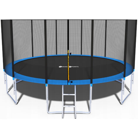 Trampoline - bleu - 465 cm - avec filet et échelle - jusqu'à 180 KG