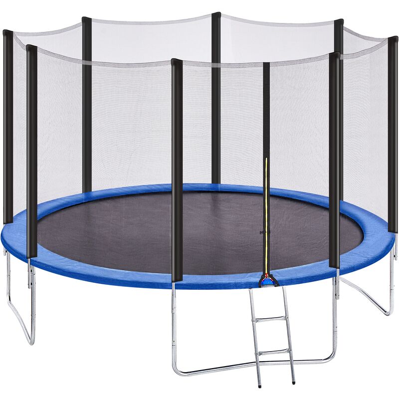 Trampoline Blue Safety Net Enclosure Steel Legs Outdoor Round 12Ft 366 Cm Risata - Blue
