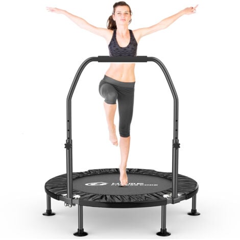 WOWTTRELAX Trampoline de Fitness Intérieur Plian - Ø101 CM - 5 Niveaux de Poignée Réglables 100-120H CM - Capacité 150 KG - table pour Enfants et Adultes