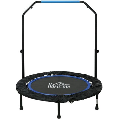 Trampoline de Fitness Pliable avec Poignée Réglable - Diamètre 102 cm Hauteur 123 cm - Capacité 100 kg - Noir et Bleu