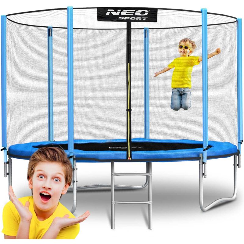 Trampoline de jardin 10ft/312cm avec filet extérieur et échelle Neo-Sport