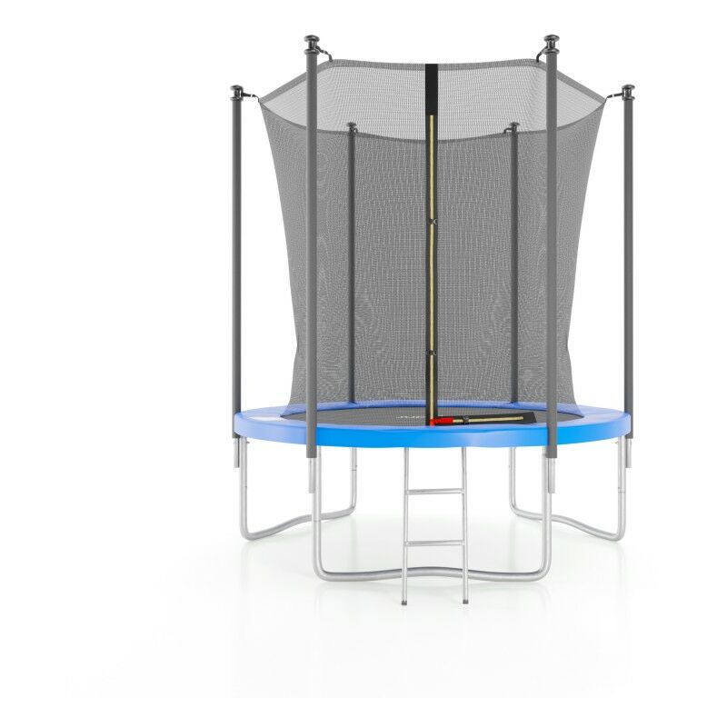 Jump4fun - Trampoline de jardin ø185 cm / 6FT avec Filet intérieur, Matelas de protection et Echelle - Bleu