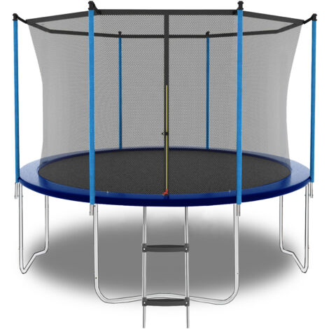 Trampoline de Jardin 244 cm (8 pi) avec Filet de Sécurité et Échelle, Supporte Jusqu‘à 181 kg, Bleu