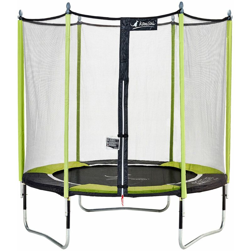 Kangui - Trampoline de jardin 244 cm + filet de sécurité JUMPI Vert/Noir 250 - Vert