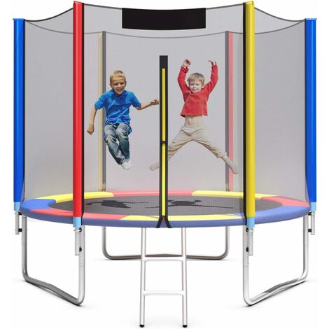 Trampoline de jardin ø305cm avec filet de sécurité,echelle coussin de ressort charge 120kg