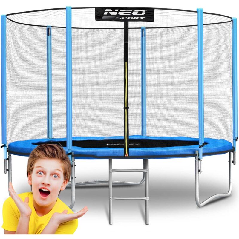 Trampoline de jardin 8ft/252cm avec filet extérieur et échelle Neo-Sport