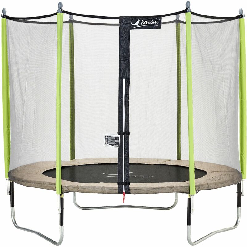 Trampoline de jardin 305 cm + filet de sécurité jumpi Taupe/Vert 300. Trampoline certifié par le critt sport & loisirs - Vert - Kangui